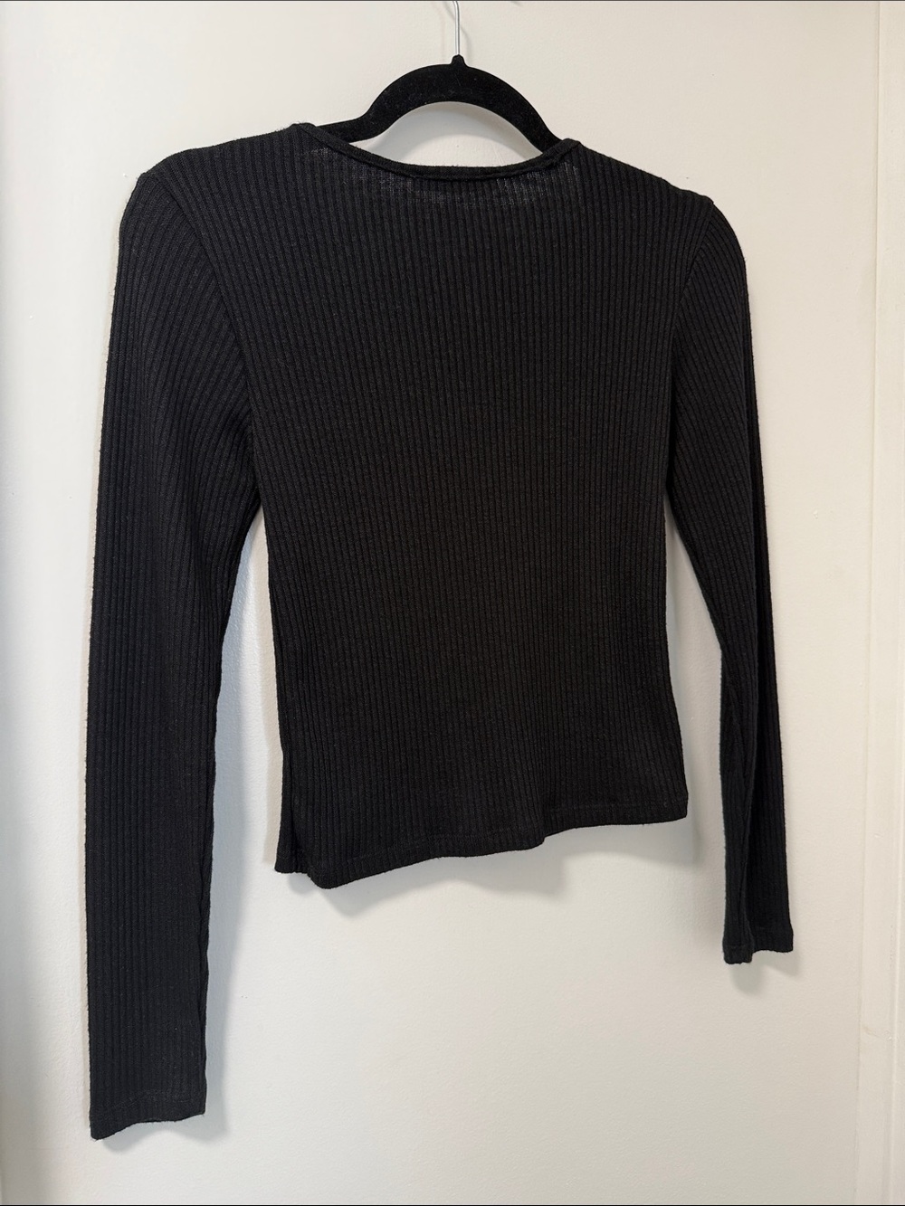 Rock Rose Couture | Black Ribbed Long-Sleeve Top with Silver O-Ring - Picture 4 of 6